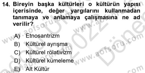 Dış Ticarette Girişimcilik Dersi 2022 - 2023 Yılı (Final) Dönem Sonu Sınav Soruları 14. Soru