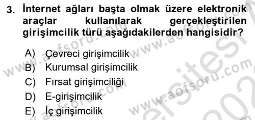 Dış Ticarette Girişimcilik Dersi 2022 - 2023 Yılı (Final) Dönem Sonu Sınav Soruları 3. Soru
