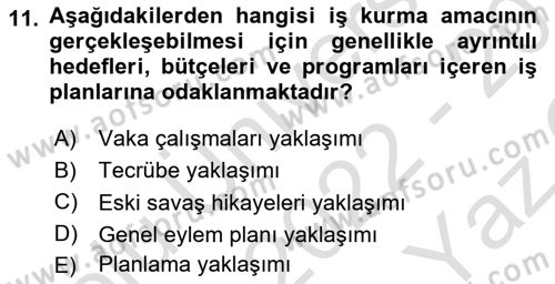 Dış Ticarette Girişimcilik Dersi 2022 - 2023 Yılı Yaz Okulu Sınav Soruları 11. Soru