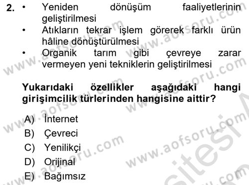 Dış Ticarette Girişimcilik Dersi 2022 - 2023 Yılı Yaz Okulu Sınav Soruları 2. Soru