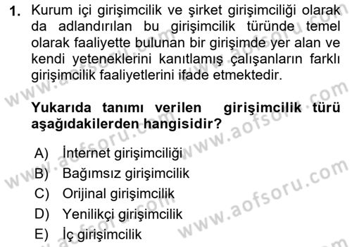 Dış Ticarette Girişimcilik Dersi Ara Sınavı Deneme Sınav Soruları 1. Soru