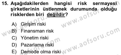 Dış Ticarette Girişimcilik Dersi 2023 - 2024 Yılı (Vize) Ara Sınav Soruları 15. Soru