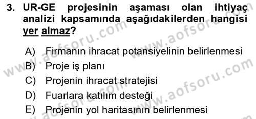 Dış Ticarette Girişimcilik Dersi Ara Sınavı Deneme Sınav Soruları 3. Soru