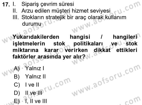 Dış Ticarette Girişimcilik Dersi 2023 - 2024 Yılı (Final) Dönem Sonu Sınav Soruları 17. Soru