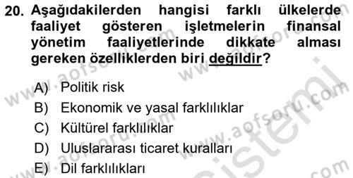 Dış Ticarette Girişimcilik Dersi 2023 - 2024 Yılı (Final) Dönem Sonu Sınav Soruları 20. Soru