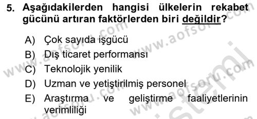 Dış Ticarette Girişimcilik Dersi 2023 - 2024 Yılı (Final) Dönem Sonu Sınav Soruları 5. Soru