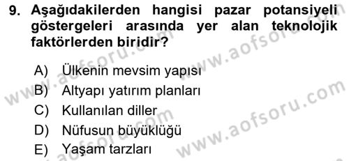 Dış Ticarette Girişimcilik Dersi 2023 - 2024 Yılı (Final) Dönem Sonu Sınav Soruları 9. Soru