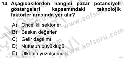 Dış Ticarette Girişimcilik Dersi 2023 - 2024 Yılı Yaz Okulu Sınav Soruları 14. Soru