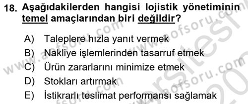 Dış Ticarette Girişimcilik Dersi 2023 - 2024 Yılı Yaz Okulu Sınav Soruları 18. Soru