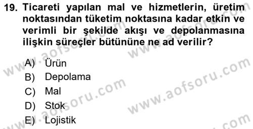 Dış Ticarette Girişimcilik Dersi 2023 - 2024 Yılı Yaz Okulu Sınav Soruları 19. Soru