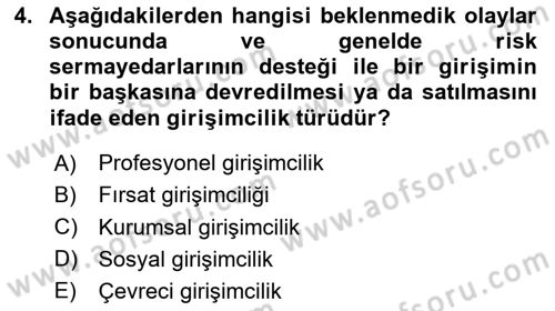 Dış Ticarette Girişimcilik Dersi 2023 - 2024 Yılı Yaz Okulu Sınav Soruları 4. Soru