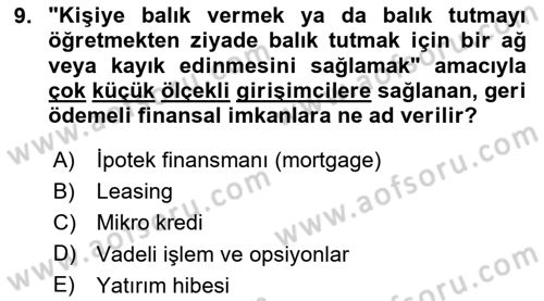 Dış Ticarette Girişimcilik Dersi 2023 - 2024 Yılı Yaz Okulu Sınav Soruları 9. Soru