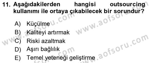 Dış Ticarette Girişimcilik Dersi 2024 - 2025 Yılı (Vize) Ara Sınav Soruları 11. Soru