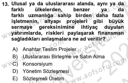 Dış Ticarette Girişimcilik Dersi 2024 - 2025 Yılı (Vize) Ara Sınav Soruları 13. Soru