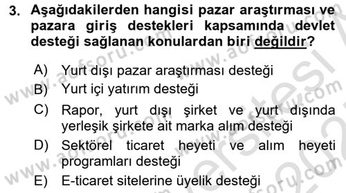 Dış Ticarette Girişimcilik Dersi 2024 - 2025 Yılı (Vize) Ara Sınav Soruları 3. Soru