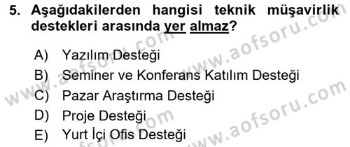 Dış Ticarette Girişimcilik Dersi 2024 - 2025 Yılı (Vize) Ara Sınav Soruları 5. Soru
