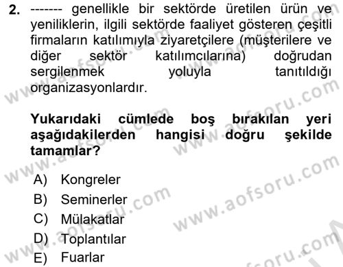 Dış Ticarette Girişimcilik Dersi 2024 - 2025 Yılı (Final) Dönem Sonu Sınav Soruları 2. Soru