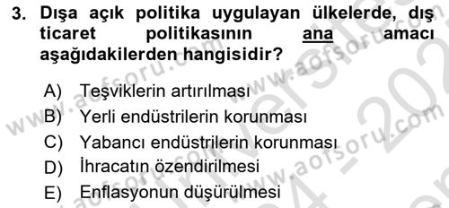 Dış Ticarette Girişimcilik Dersi 2024 - 2025 Yılı (Final) Dönem Sonu Sınav Soruları 3. Soru
