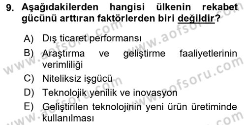 Dış Ticarette Girişimcilik Dersi 2024 - 2025 Yılı (Final) Dönem Sonu Sınav Soruları 9. Soru