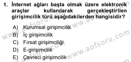 Dış Ticarette Girişimcilik Dersi 2024 - 2025 Yılı Yaz Okulu Sınav Soruları 1. Soru