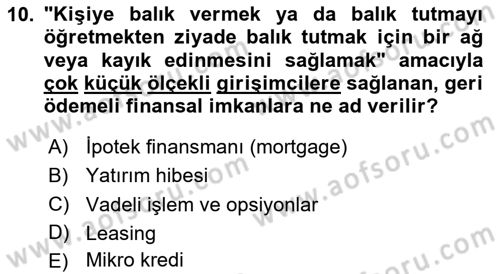 Dış Ticarette Girişimcilik Dersi 2024 - 2025 Yılı Yaz Okulu Sınav Soruları 10. Soru
