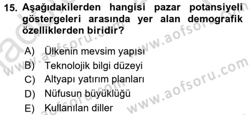Dış Ticarette Girişimcilik Dersi 2024 - 2025 Yılı Yaz Okulu Sınav Soruları 15. Soru