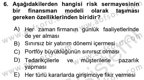 Dış Ticarette Girişimcilik Dersi 2024 - 2025 Yılı Yaz Okulu Sınav Soruları 6. Soru