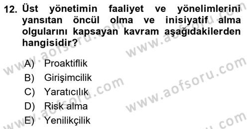 Dış Ticarette Girişimcilik Dersi 2025 - 2026 Yılı (Vize) Ara Sınav Soruları 12. Soru