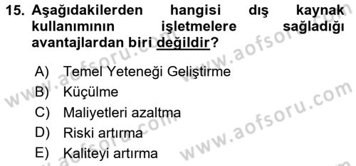 Dış Ticarette Girişimcilik Dersi 2025 - 2026 Yılı (Vize) Ara Sınav Soruları 15. Soru