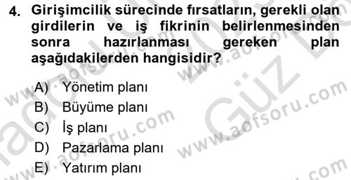 Dış Ticarette Girişimcilik Dersi 2025 - 2026 Yılı (Vize) Ara Sınav Soruları 4. Soru