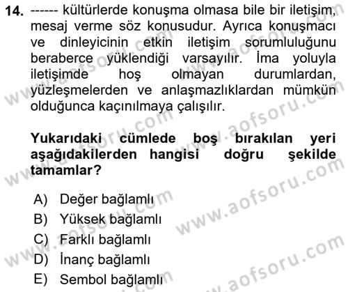 Dış Ticarette Girişimcilik Dersi 2025 - 2026 Yılı (Final) Dönem Sonu Sınav Soruları 14. Soru
