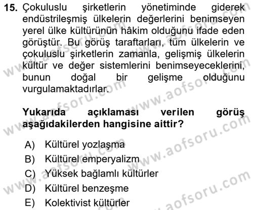 Dış Ticarette Girişimcilik Dersi 2025 - 2026 Yılı (Final) Dönem Sonu Sınav Soruları 15. Soru