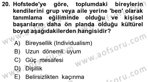 Dış Ticarette Girişimcilik Dersi 2025 - 2026 Yılı (Final) Dönem Sonu Sınav Soruları 20. Soru