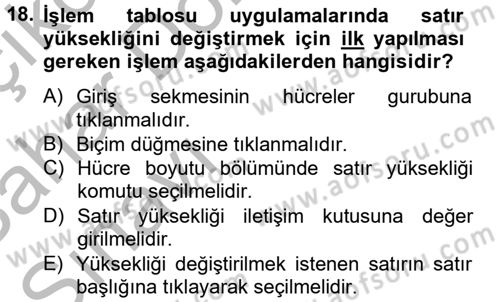 Dış Ticarette Bilgisayar Uygulamaları Dersi 2012 - 2013 Yılı (Vize) Ara Sınav Soruları 18. Soru