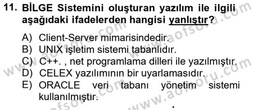 Dış Ticarette Bilgisayar Uygulamaları Dersi 2012 - 2013 Yılı (Final) Dönem Sonu Sınav Soruları 11. Soru
