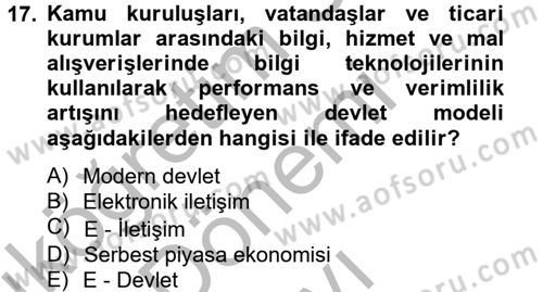 Dış Ticarette Bilgisayar Uygulamaları Dersi 2012 - 2013 Yılı (Final) Dönem Sonu Sınav Soruları 17. Soru