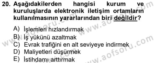 Dış Ticarette Bilgisayar Uygulamaları Dersi 2012 - 2013 Yılı (Final) Dönem Sonu Sınav Soruları 20. Soru