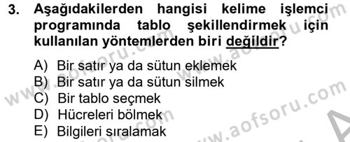 Dış Ticarette Bilgisayar Uygulamaları Dersi 2012 - 2013 Yılı (Final) Dönem Sonu Sınav Soruları 3. Soru