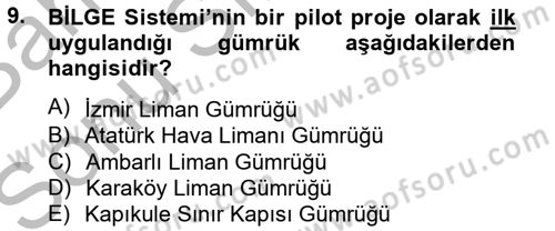 Dış Ticarette Bilgisayar Uygulamaları Dersi 2012 - 2013 Yılı (Final) Dönem Sonu Sınav Soruları 9. Soru