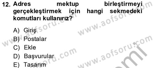 Dış Ticarette Bilgisayar Uygulamaları Dersi 2013 - 2014 Yılı (Vize) Ara Sınav Soruları 12. Soru