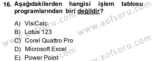 Dış Ticarette Bilgisayar Uygulamaları Dersi 2013 - 2014 Yılı (Vize) Ara Sınav Soruları 16. Soru