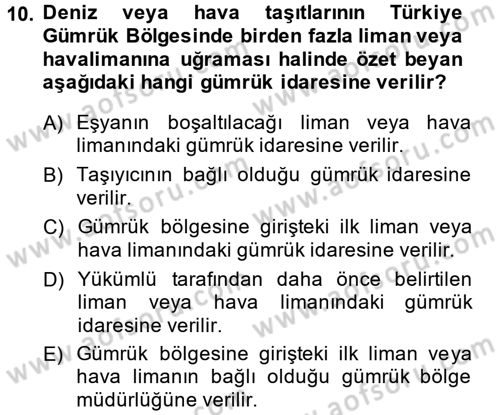 Dış Ticarette Bilgisayar Uygulamaları Dersi 2013 - 2014 Yılı (Final) Dönem Sonu Sınav Soruları 10. Soru