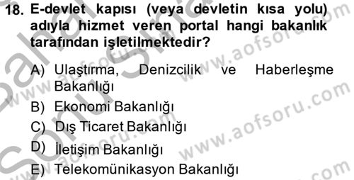 Dış Ticarette Bilgisayar Uygulamaları Dersi 2013 - 2014 Yılı (Final) Dönem Sonu Sınav Soruları 18. Soru