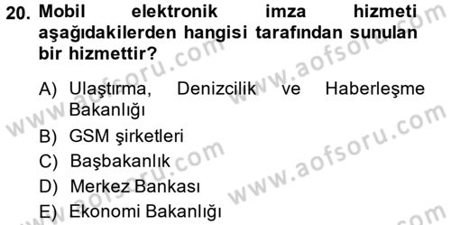 Dış Ticarette Bilgisayar Uygulamaları Dersi 2013 - 2014 Yılı (Final) Dönem Sonu Sınav Soruları 20. Soru