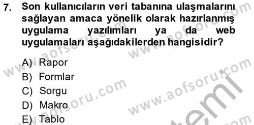 Dış Ticarette Bilgisayar Uygulamaları Dersi 2013 - 2014 Yılı (Final) Dönem Sonu Sınav Soruları 7. Soru