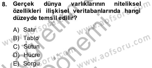 Dış Ticarette Bilgisayar Uygulamaları Dersi 2013 - 2014 Yılı (Final) Dönem Sonu Sınav Soruları 8. Soru