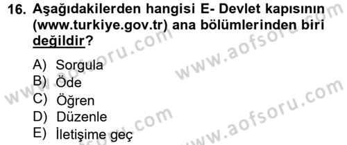 Dış Ticarette Bilgisayar Uygulamaları Dersi 2013 - 2014 Yılı Tek Ders Sınav Soruları 16. Soru