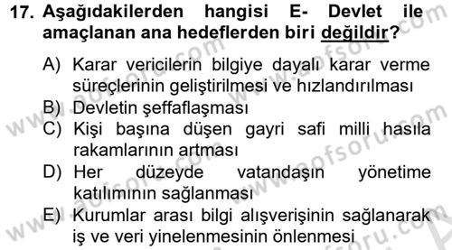 Dış Ticarette Bilgisayar Uygulamaları Dersi 2013 - 2014 Yılı Tek Ders Sınav Soruları 17. Soru