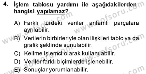 Dış Ticarette Bilgisayar Uygulamaları Dersi 2013 - 2014 Yılı Tek Ders Sınav Soruları 4. Soru