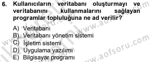 Dış Ticarette Bilgisayar Uygulamaları Dersi 2013 - 2014 Yılı Tek Ders Sınav Soruları 6. Soru